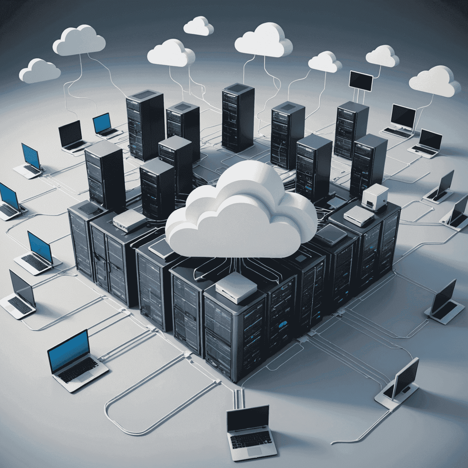 A network of interconnected servers and devices representing cloud computing infrastructure